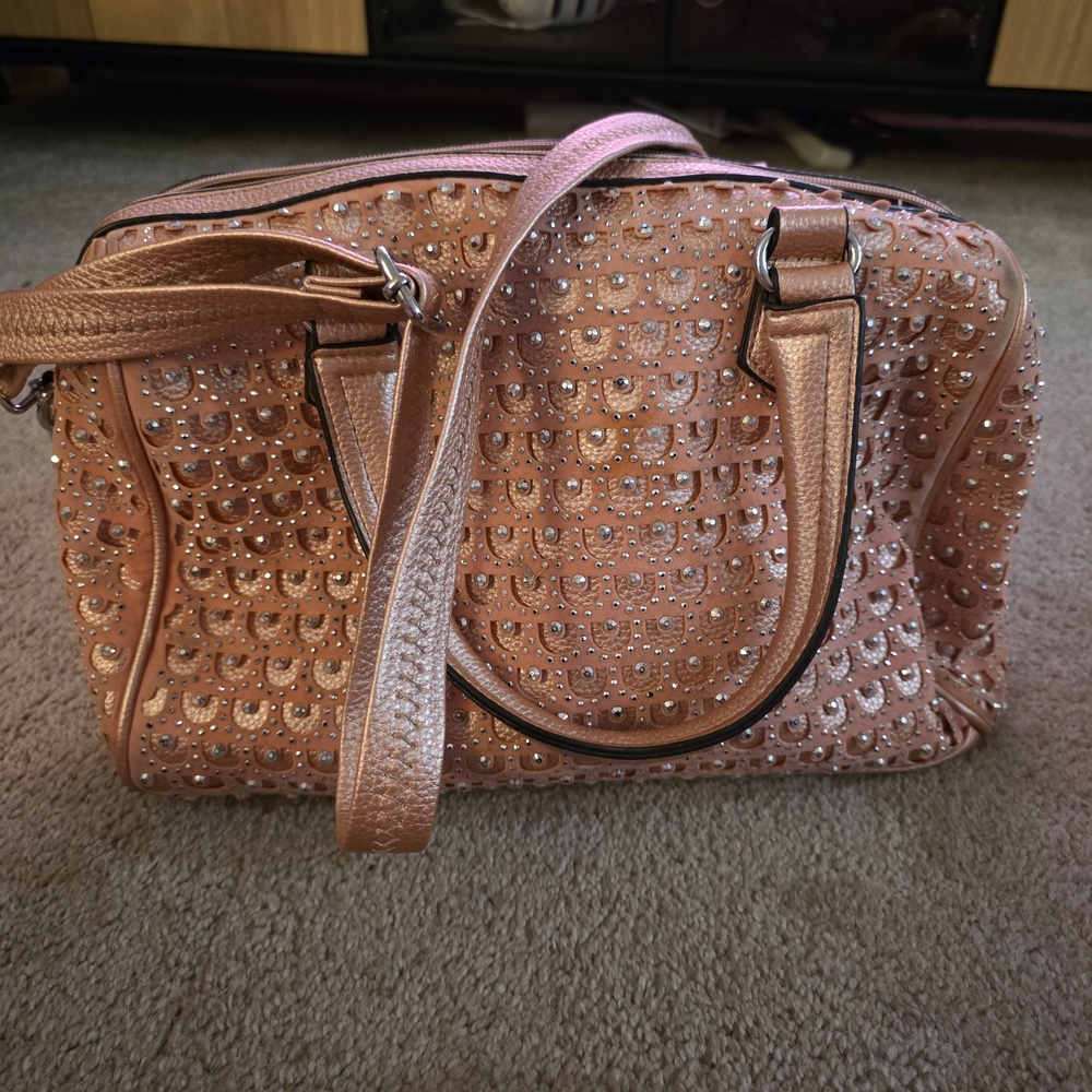 Source Unknown Metallic Pink Studded Shoulder Bag - image 1
